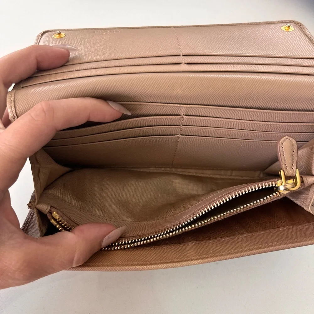 Authentic Prada Beige Leather Long Wallet - Picture 10 of 14
